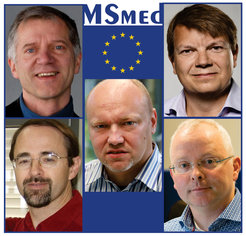 The MSMed team. Clockwise: Matthias Mann, Jesper Olsen, Albert Heck, Alexander Makarov und Jürgen Cox (middle).