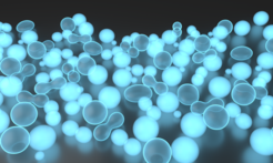Computer-generated depiction of protein-containing giant vesicles.