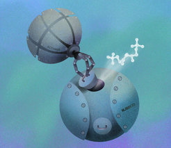 Rubisco activase catalyzes the opening of the active site pocket of Rubisco and facilitates release of the inhibitory sugar. The image is an artistic interpretation of the mechanism. Artwork: Julia Kuhl
