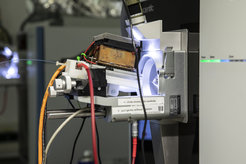 Using mass spectrometric analysis at the Max Planck Institute of Biochemistry, 1484 interactions between COVID proteins and human cellular proteins were discovered. The picture shows a part of a mass spectrometer used to determine these interactions.